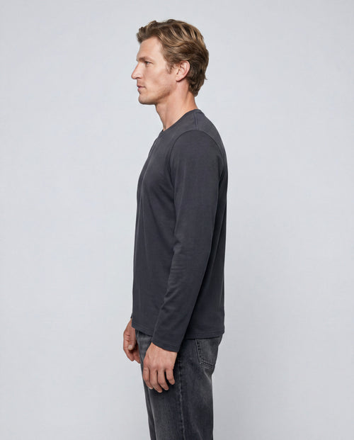 T-shirt Noir Col Rond Manches Longues en Coton organique / Elasthanne - MAJESTIC FILATURES