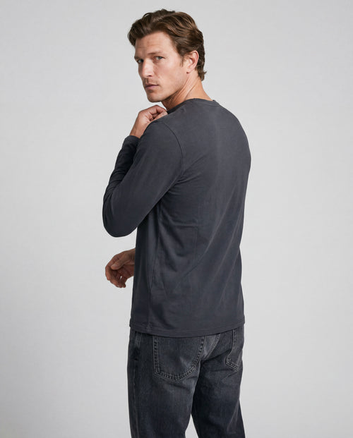 T-shirt Noir Col Rond Manches Longues en Coton organique / Elasthanne - MAJESTIC FILATURES