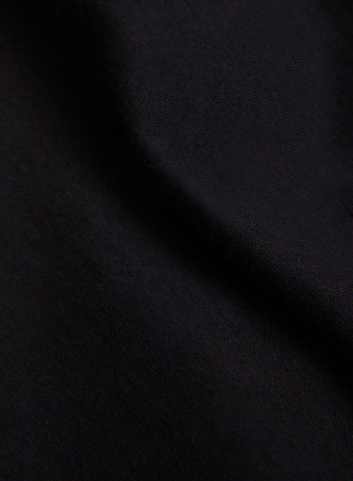 Black Henry Round Neck Long Sleeve T-shirt in Organic Cotton and Elastane - MAJESTIC FILATURES