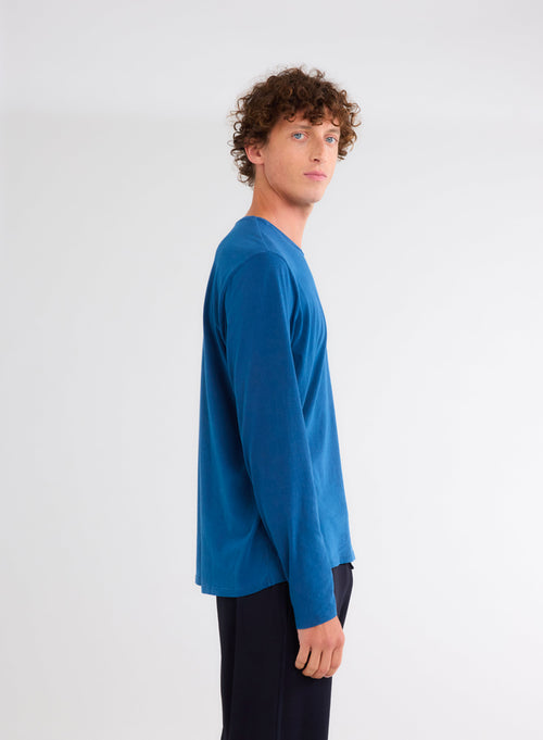 Blue Long Sleeve Polo Shirt - MAJESTIC FILATURES