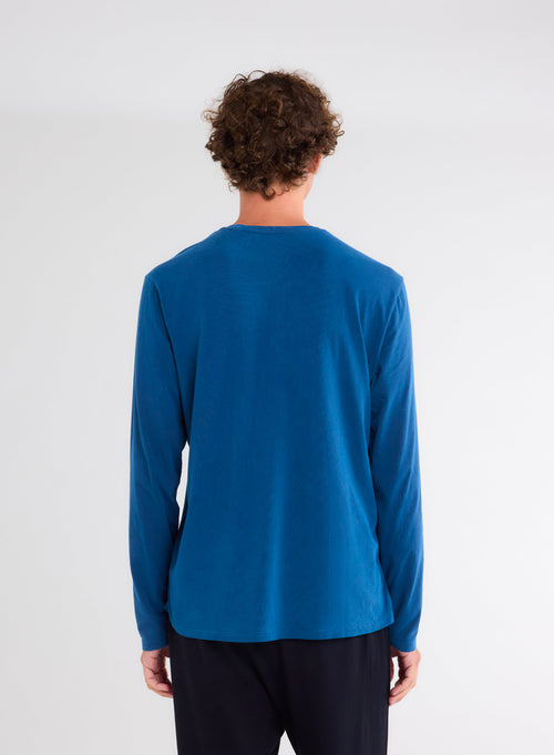 Blue Long Sleeve Polo Shirt - MAJESTIC FILATURES