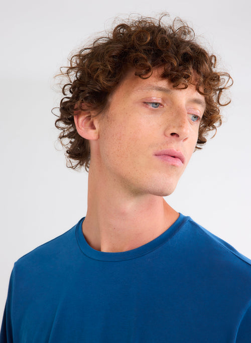 Blue Long Sleeve Polo Shirt - MAJESTIC FILATURES