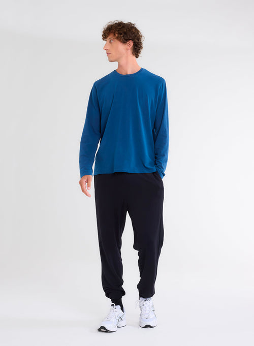 Blue Long Sleeve Polo Shirt - MAJESTIC FILATURES