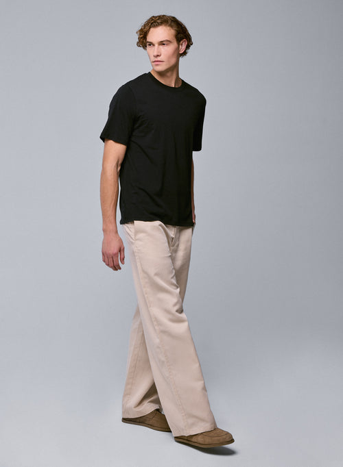T-shirt Noir Col Rond Manches Courtes en Coton organique / Elasthanne - MAJESTIC FILATURES
