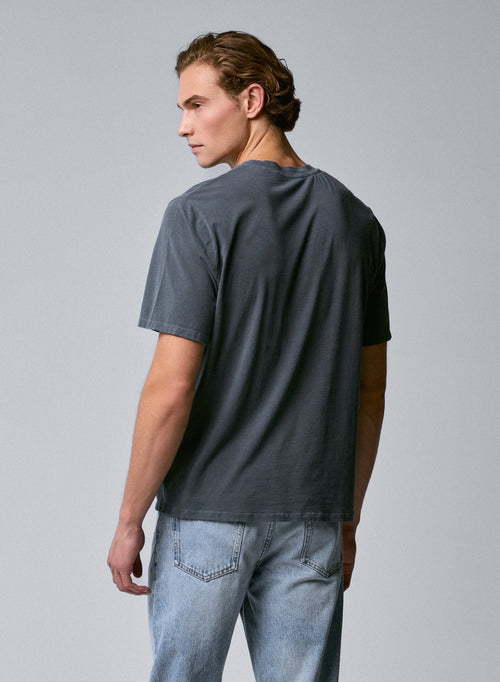 Grey Round Neck Short Sleeve T-shirt in Organic Cotton / Elastane - MAJESTIC FILATURES