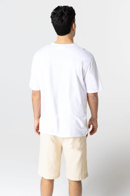 T-shirt Blanc Col Rond Manches Courtes en Coton Organique / Elasthanne - MAJESTIC FILATURES