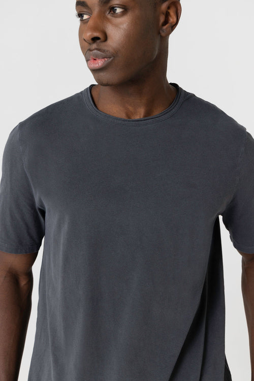 Camiseta negra de cuello redondo y manga corta de algodón orgánico / elastano - MAJESTIC FILATURES