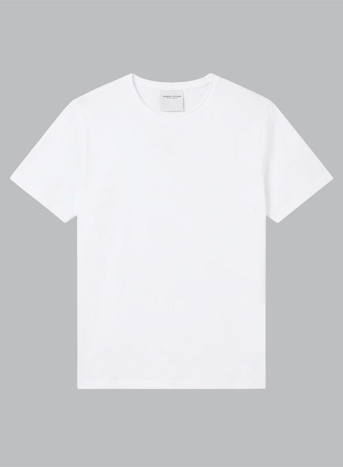 White Round-Neck Short-Sleeve T-shirt in Organic Cotton / Elastane - MAJESTIC FILATURES