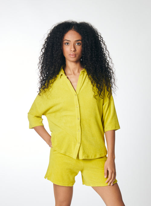 Camisa lima con mangas al codo en algodón / Modal - MAJESTIC FILATURES