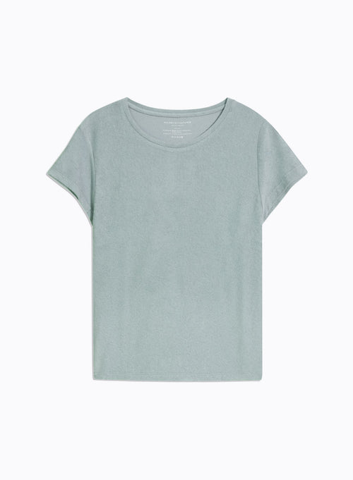 Tee shirt Bleu Manches Courtes Col Rond en Coton organique / Modal - MAJESTIC FILATURES