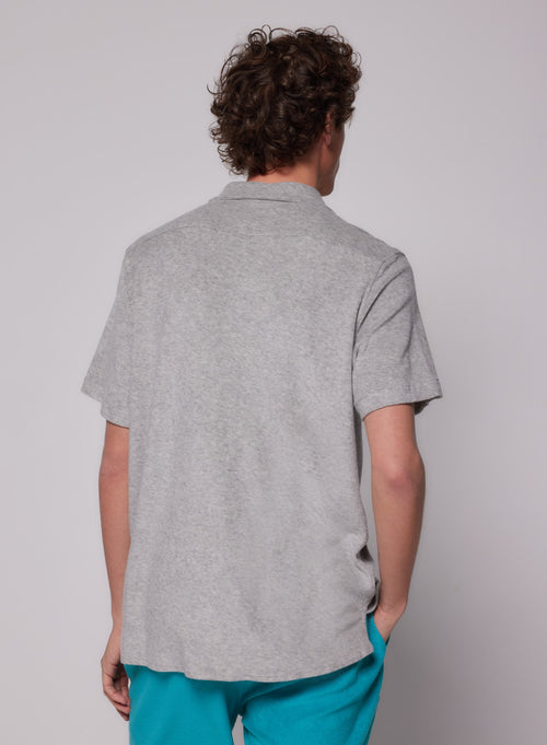 Chemise Gris chiné clair Col Chemise Manches Courtes en Coton / Modal - MAJESTIC FILATURES