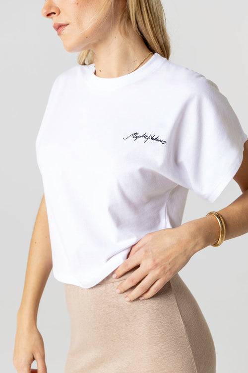 T-shirt Blanc Col Rond Manches Courtes en Coton organique / Coton recyclé - MAJESTIC FILATURES