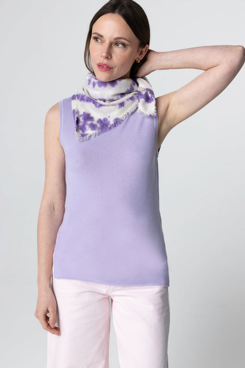 Débardeur Violet Clair Col U Sans Manches en Cachemire - MAJESTIC FILATURES