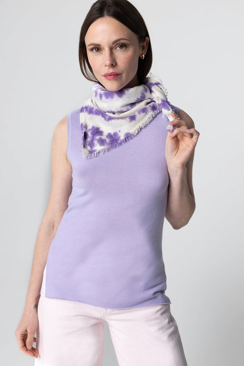 Débardeur Violet Clair Col U Sans Manches en Cachemire - MAJESTIC FILATURES