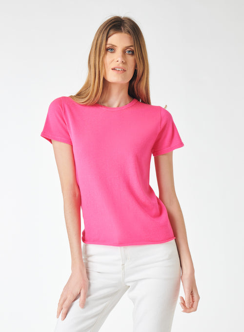 "Cashmere short sleeve round neck t-shirt" - MAJESTIC FILATURES