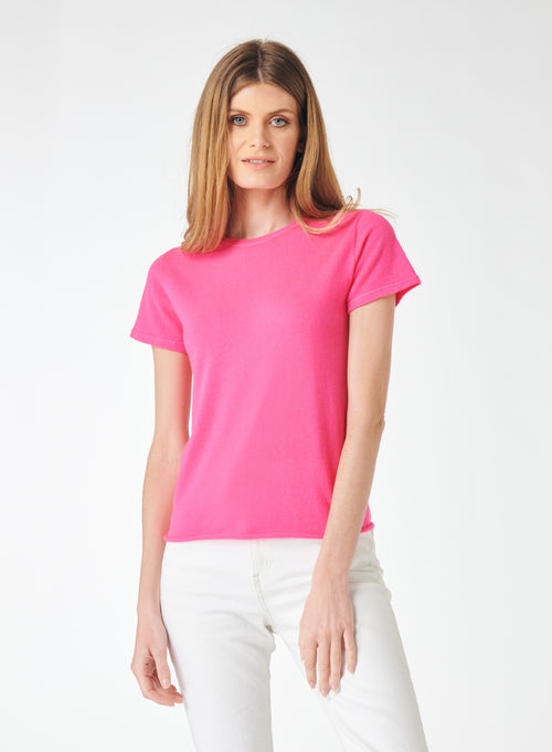 "Cashmere short sleeve round neck t-shirt" - MAJESTIC FILATURES