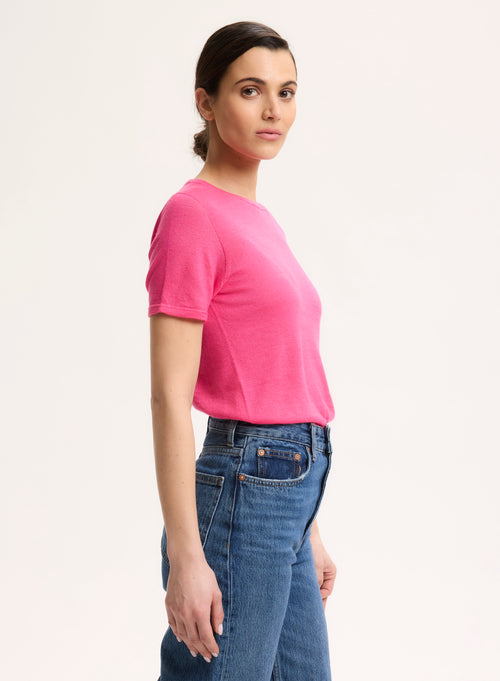 Green Round Neck Elbow Sleeve T-shirt - MAJESTIC FILATURES