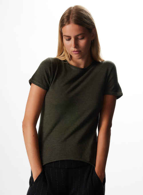 "Cashmere Short Sleeve Round Neck T-Shirt" - MAJESTIC FILATURES