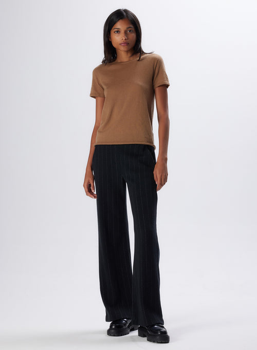 "Cashmere Short Sleeve Round Neck T-Shirt" - MAJESTIC FILATURES