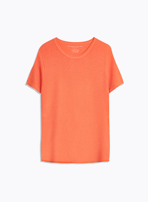 Tee shirt orange Col Rond Manches Courtes - MAJESTIC FILATURES