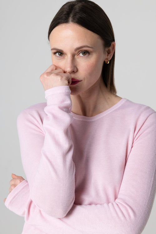 Camiseta Blossom cuello redondo y mangas largas de cachemira - MAJESTIC FILATURES