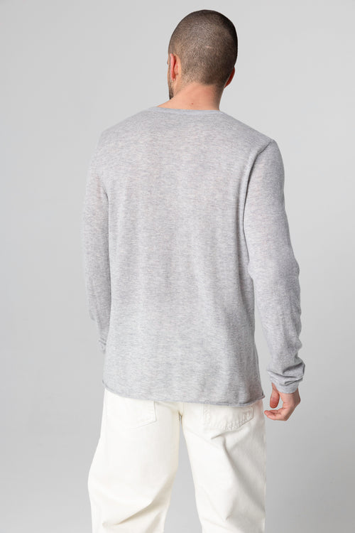 Langärmliges Rundhals-T-Shirt aus Kaschmir in Grau - MAJESTIC FILATURES