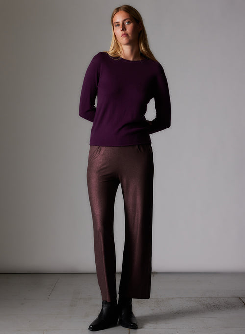 Purple Cashmere Short Sleeve Roundneck TShirt WOMEN|Majestic Filatures - MAJESTIC FILATURES