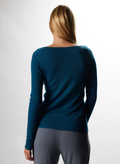 Purple Cashmere V-Neck Long Sleeve T-Shirt WOMEN|Majestic Filatures - MAJESTIC FILATURES