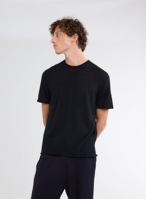 Cashmere short sleeve round neck t-shirt - MAJESTIC FILATURES