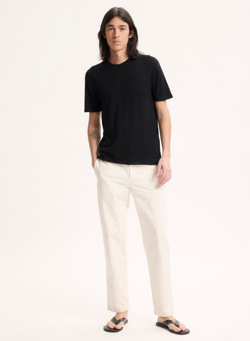 Black T-shirt with Short Sleeve Collar in 100% Cashmere - MAJESTIC FILATURES