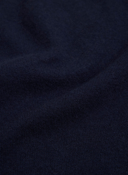 Navy Short Sleeve Round Neck T-Shirt in 100% Cashmere - MAJESTIC FILATURES