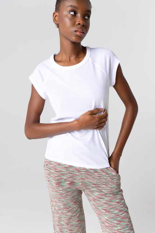 T-shirt Blanc Col Rond Manches Courtes en Lyocel / Tencel / Coton Organique - MAJESTIC FILATURES