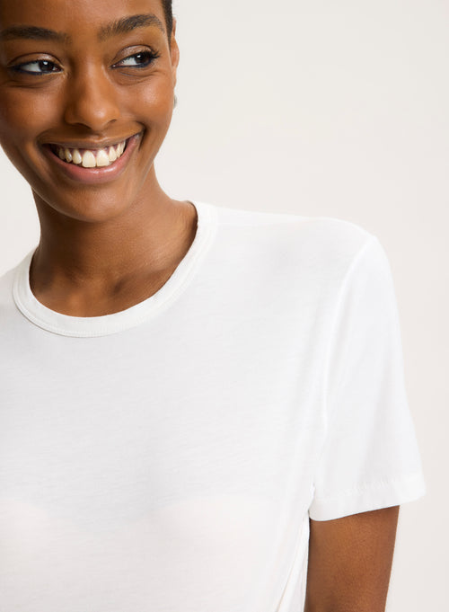 Milk Short Sleeve Crew Neck T-shirt in Lyocell, Tencel and Cotton - MAJESTIC FILATURES