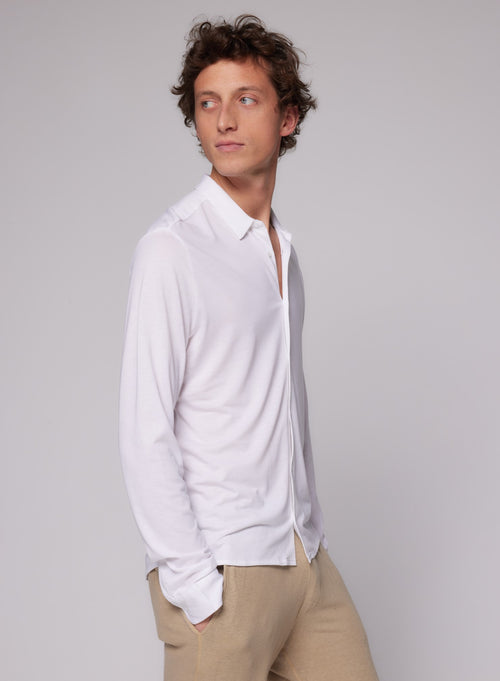 Chemise Blanche Manches Longues en Lyocell, Tencel et Coton - MAJESTIC FILATURES