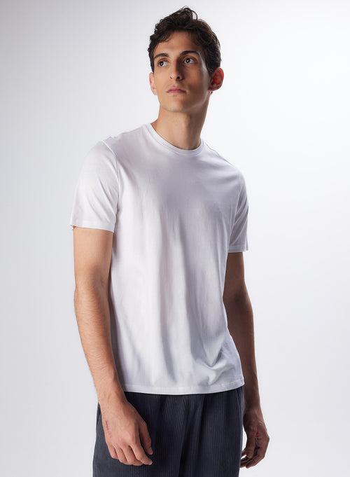 Tee shirt Blanc Manches Courtes Col Rond en Lyocell, Tencel / Coton organique - MAJESTIC FILATURES