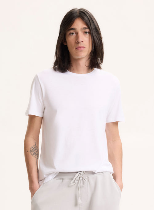 White Crew Neck T-shirt in Lyocell - MAJESTIC FILATURES