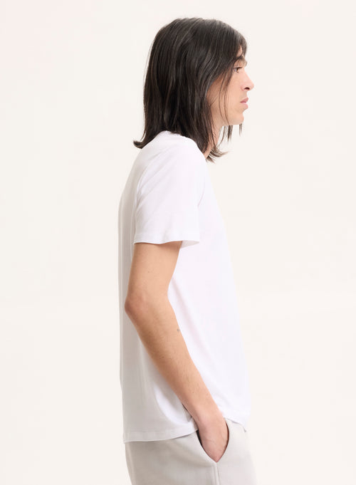 White Crew Neck T-shirt in Lyocell - MAJESTIC FILATURES