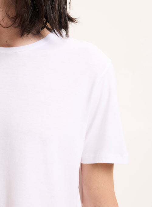 White Crew Neck T-shirt in Lyocell - MAJESTIC FILATURES