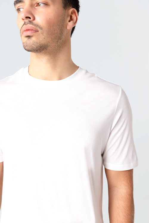 T-shirt Blanc Col Rond Manches Courtes en Lyocel, Tencel / Coton Organique - MAJESTIC FILATURES