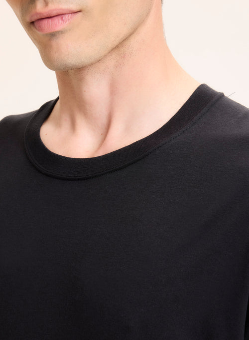 Black Lyocell / Organic Cotton Short Sleeve Crew Neck T-Shirt - MAJESTIC FILATURES