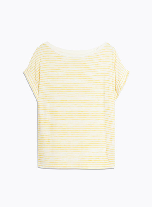 Tee shirt Jaune Manches Courtes Col Bateau en Viscose / Lin / Elasthanne - MAJESTIC FILATURES