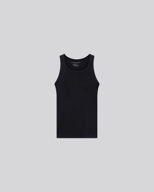 Black Sleeveless Round Neck Tank Top in Lyocel / Tencel / Cotton - MAJESTIC FILATURES
