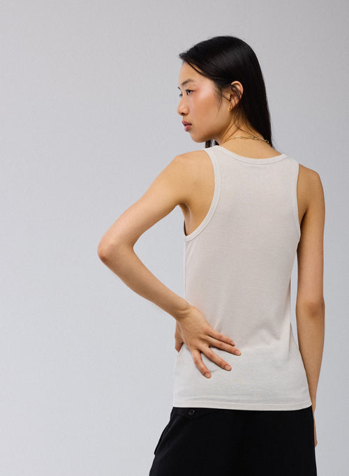 Débardeur Gris Col Rond Sans Manches en Lyocel / Tencel / Coton - MAJESTIC FILATURES