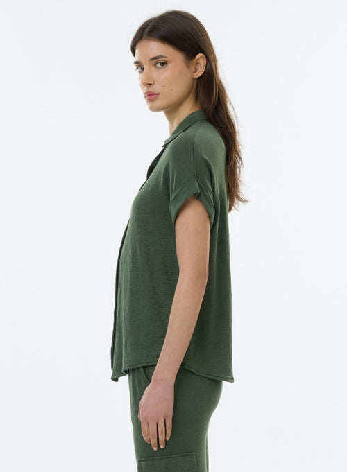 Chemise Verte Manches Courtes - MAJESTIC FILATURES