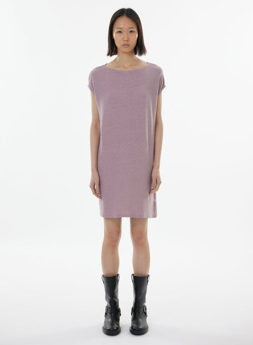 Robe Violette Sans Manches Col Bateau - MAJESTIC FILATURES