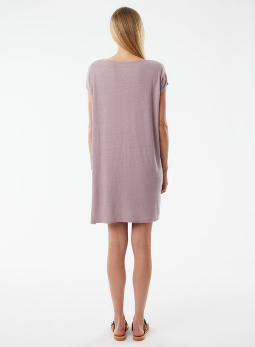 Robe Violette Sans Manches Col Bateau - MAJESTIC FILATURES