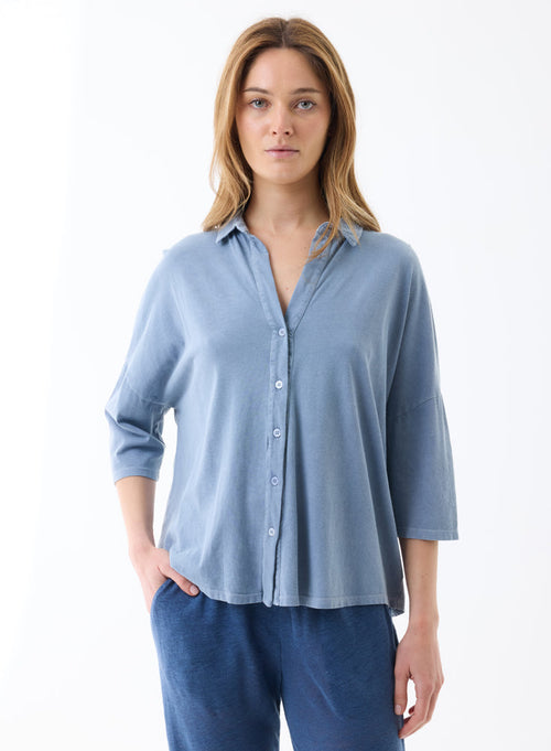 Chemise Blue storm Manches Coudes - MAJESTIC FILATURES