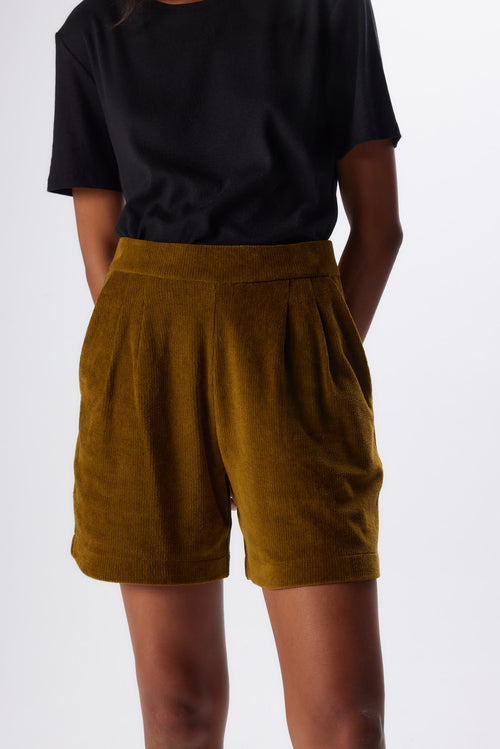 Bernsteinfarbene Shorts aus Baumwolle / Modal - MAJESTIC FILATURES