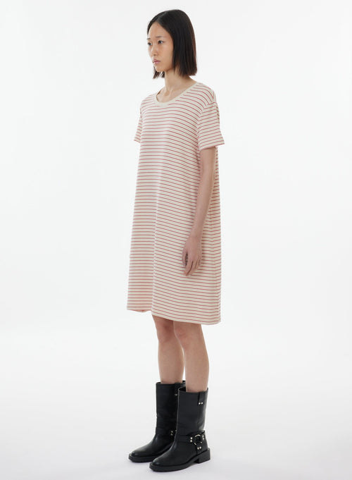 Pink Dress Short Sleeve Round Neck - MAJESTIC FILATURES