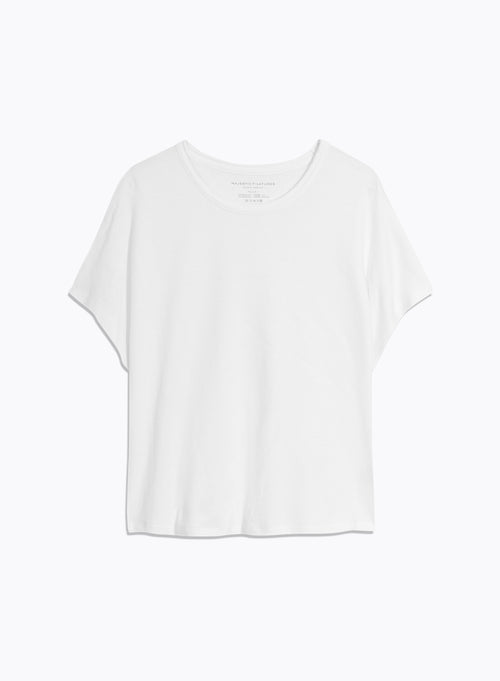 Tee shirt Blanc Manches Courtes Col Rond en Lin / Coton organique - MAJESTIC FILATURES